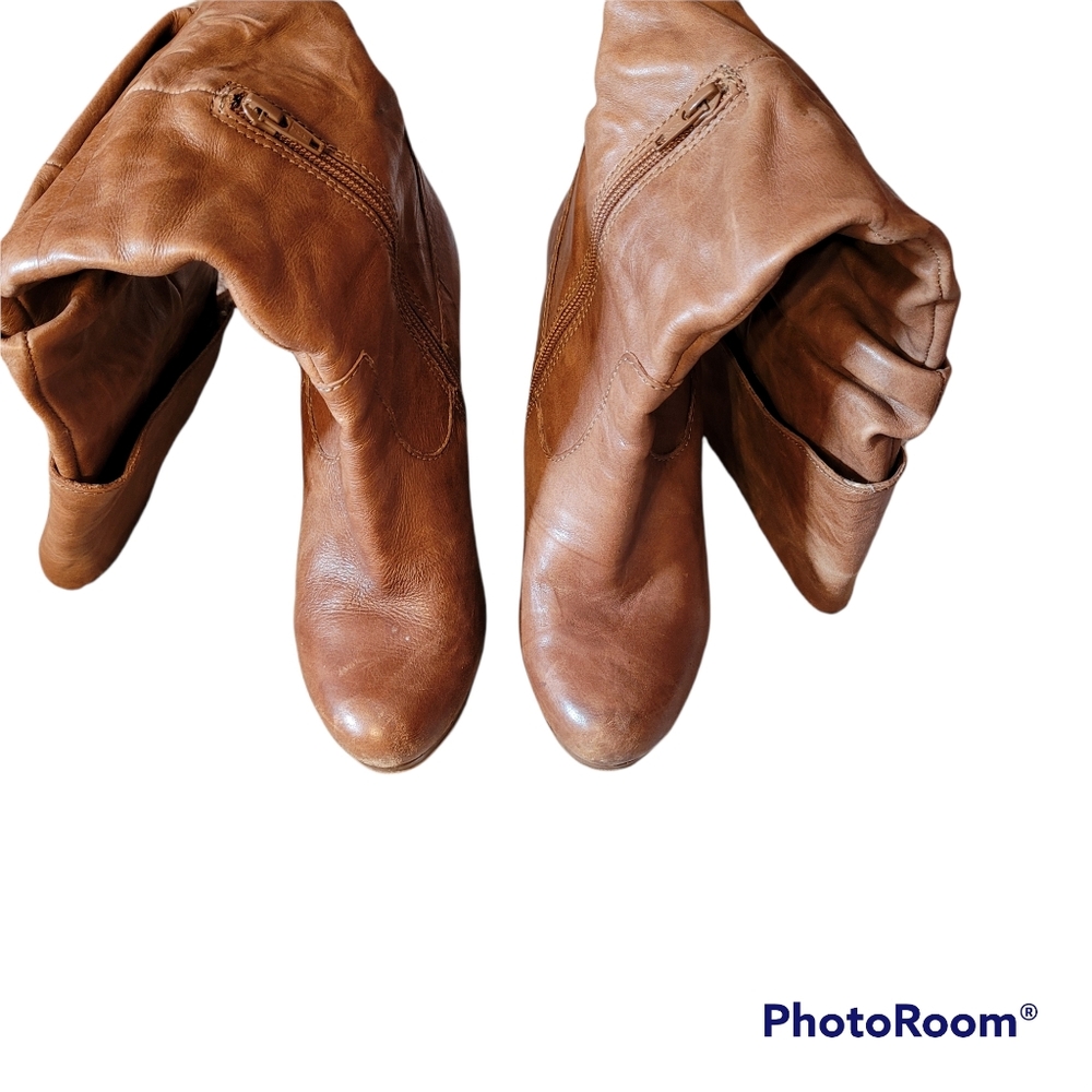 Jessica Simpson Platform High Heel High Boot Brown Size 7B Leather Outer Anne - Picture 3 of 8